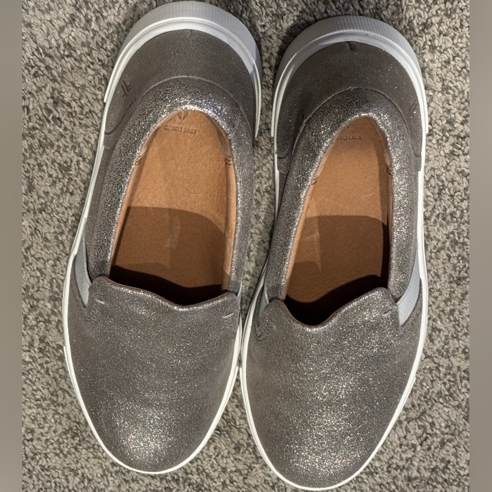 Frye Sparkly Pewter Slip-On Sneakers NWT